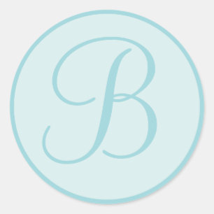 Aqua Blue oder Aquamarine Mit Monogramm Umschlag A Runder Aufkleber