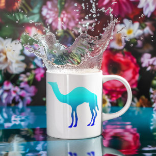Aqua Blue Ombre Camel Silhouette Kaffeetasse