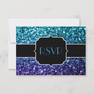 Aqua blue Ombre Glitzer Glitzern Sweet 16 UAWG RSVP Karte