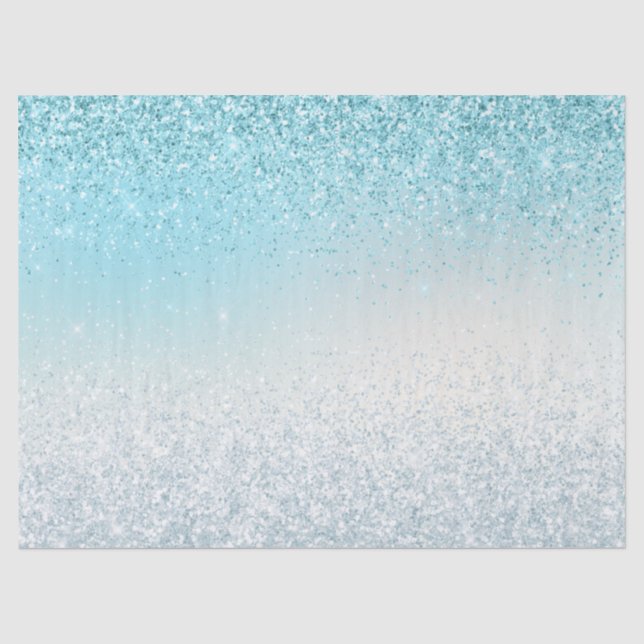 Aqua Blue Ombre Glitzy Sparkle Glitzer Seidenpapier (Vorderseite)