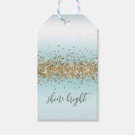 Aqua Blue Ombre Gold Glitzy Sparkle Geschenkanhänger