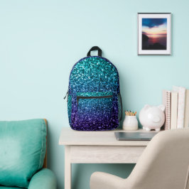 Aqua blue ombre Imitate Glitzer Glitzern Bedruckter Rucksack
