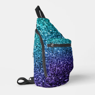 Aqua blue ombre Imitate Glitzer Glitzern Crossbody Bag