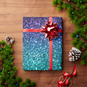 Aqua blue Ombre Imitate Glitzer Glitzern Geschenkpapier