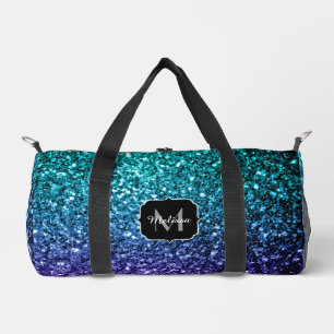 Aqua Blue ombre Imitate Glitzer Glitzern Monogram Duffle Bag