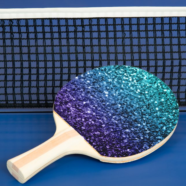 Aqua blue Ombre Imitate Glitzer Glitzern Tischtennis Schläger (InSitu)