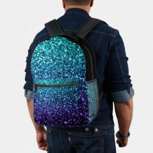 Aqua blue ombre Imitate Glitzer Glitzern und Schwa Bedruckter Rucksack