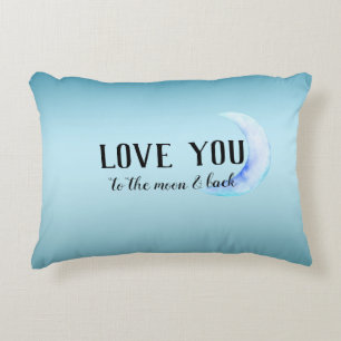 Aqua Blue Ombre Moon Dekokissen