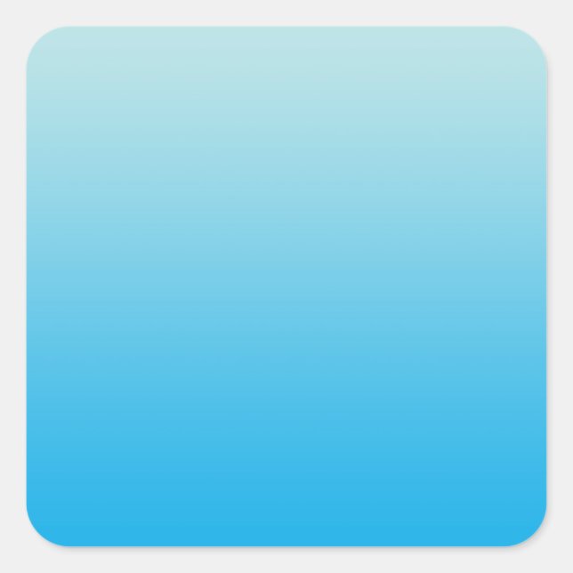 Aqua Blue Ombre Quadratischer Aufkleber (Vorderseite)