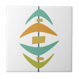 Aqua Blue Orange Green Retro Boomerang Mitte Jahrh Fliese