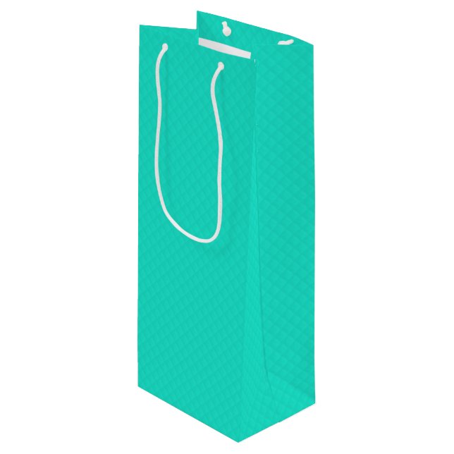 Aqua Blue Pattern Geschenktüte Für Weinflaschen (Vorderseite Schrägansicht)