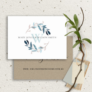AQUA BLUE PINK FOLIAGE WREATH WEDDING ZUSAMMENGEST BEGLEITKARTE