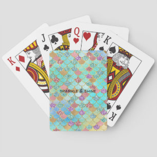 Aqua Blue Pink Lila Gold Glitzer Meraid Spielkarten