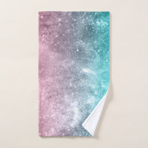 Aqua blue Pink ombre mer galaxie abstraite