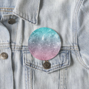 Aqua Blue Pink ombre Sea Galaxy abstrakt Button