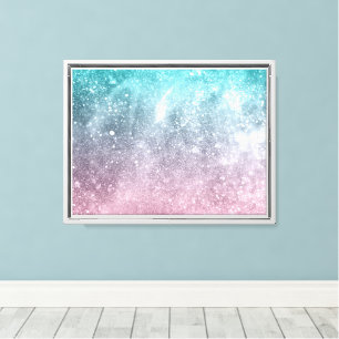 Aqua Blue Pink ombre Sea Galaxy abstrakt Leinwanddruck
