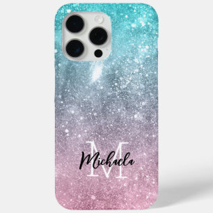 Aqua blue Pink ombre sea galaxy abstrakt Monogram Case-Mate iPhone Hülle