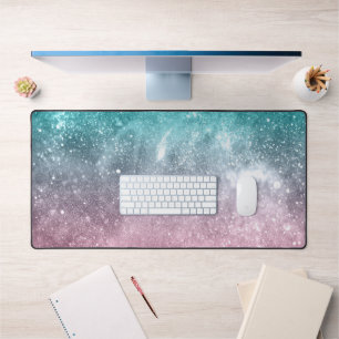 Aqua Blue Pink ombre Sea Galaxy abstrakt Schreibtischunterlage