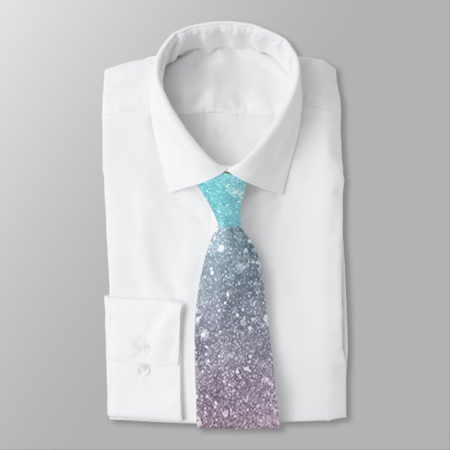 Aqua Blue Pink Sea Galaxy abstrakt Krawatte (Gebunden)