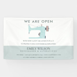 AQUA BLUE PINK SEWING MACHINE TAILOR ÖFFNEN BANNER