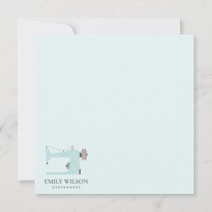 AQUA BLUE PINK SEWMACHINE TAILOR BUSINESS MITTEILUNGSKARTE