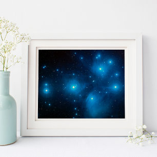 Aqua Blue Plejaden Himmelsraum Foto 10x8 Poster