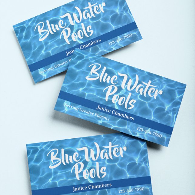 Aqua Blue Pool Foto Visitenkarte (Swimming Pool Photo Business Cards)