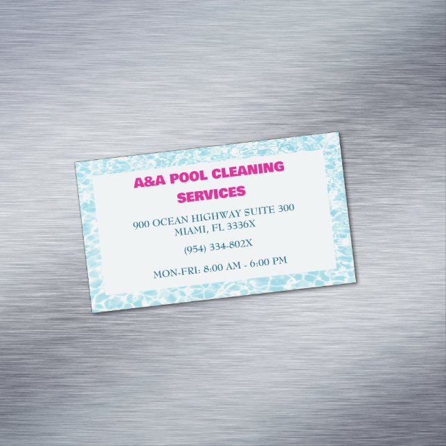 Aqua Blue Pool Instandhaltung Magnetische Visitenkarte (Beispiel)