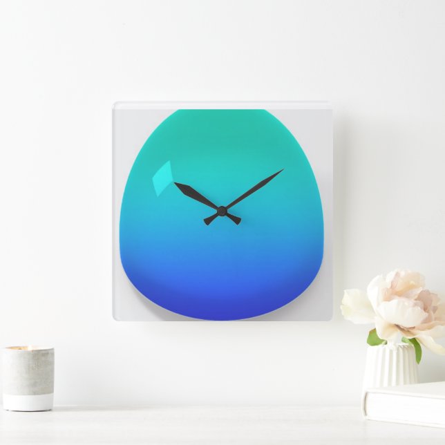 Aqua Blue Quadratische Wanduhr (Zuhause)
