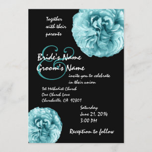 Aqua Blue Rose Hochzeitsvorlage Einladung