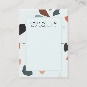 Aqua Blue Rust GreenTerrazzo Band Necklace Display Visitenkarte