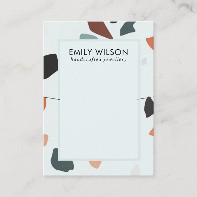 Aqua Blue Rust GreenTerrazzo Band Necklace Display Visitenkarte (Vorderseite)