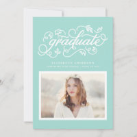 Aqua Blue Rustic Calligraphy Foto Abschluss