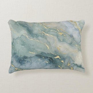 Aqua Blue Sage Green Gold Abstrakt Print Dekokissen
