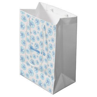 Aqua-Blue-Sand-Dollar-Geschenktasche Mittlere Geschenktüte