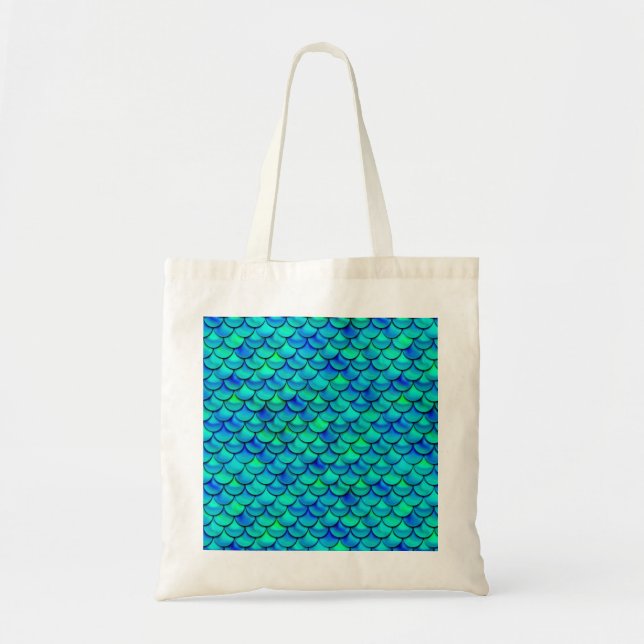 Aqua Blue Scales Tragetasche (Vorne)