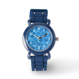 Aqua Blue Schwimmbad Foto Weiße Schwimmentzahlen Armbanduhr