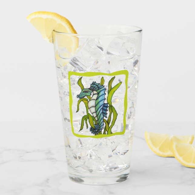 Aqua Blue Sea Dragon Kreatur Meeresalgen Grüne Gre Glas (Vorderseite Ice)