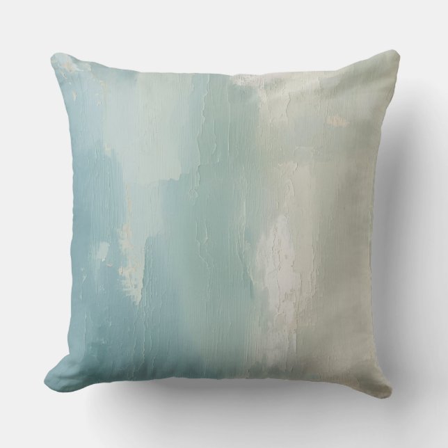 Aqua Blue Sea Green Aquamarin Beige Aqua Blue Kissen (Vorderseite)