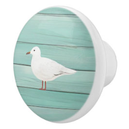 Aqua Blue Sea Gull Imitats Wood Seagull Drawer Kno Keramikknauf
