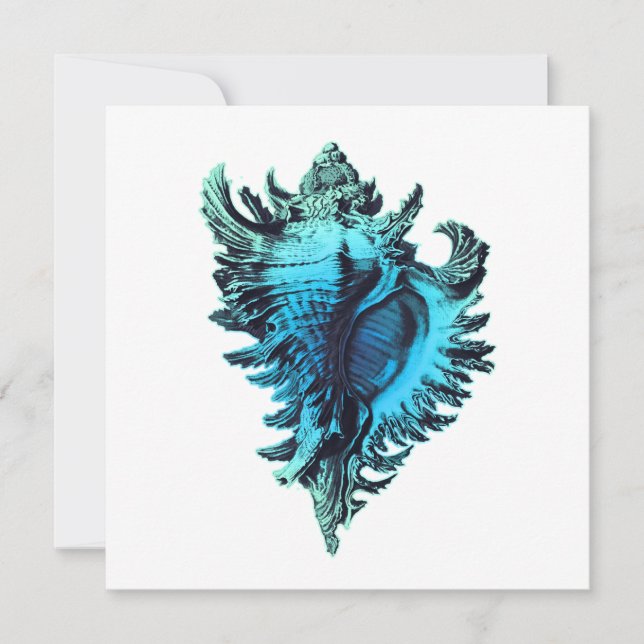 Aqua Blue Sea Shell Faire-part de mariage moderne (Devant)