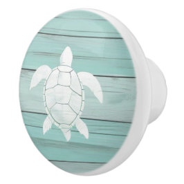 Aqua Blue Sea Turtle Imitats Holzklammer Keramikknauf