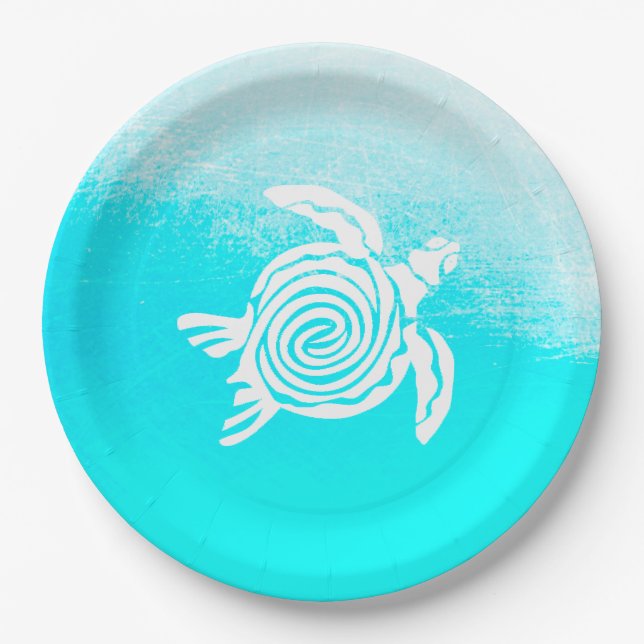 Aqua Blue Sea Turtle Paper Teller (Vorderseite)