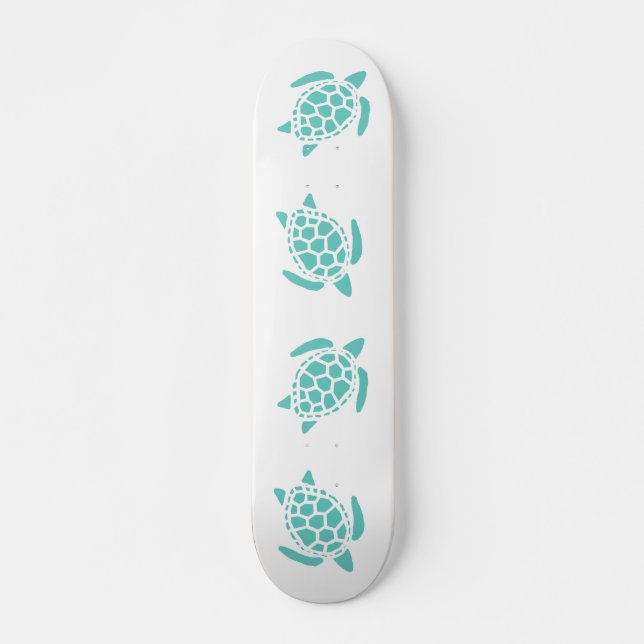 Aqua Blue Sea Turtles Pattern Skateboard (Vorne)