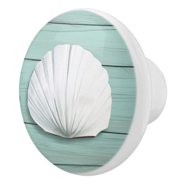 Aqua Blue Seashell Imitats Muschel Drawer Knopf Keramikknauf (Rechts)