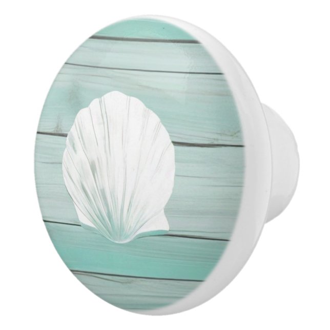 Aqua Blue Seashell Imitats Muschel Drawer Knopf Keramikknauf (Rechts)