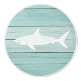 Aqua Blue Shark Imitats Holzklammer Keramikknauf