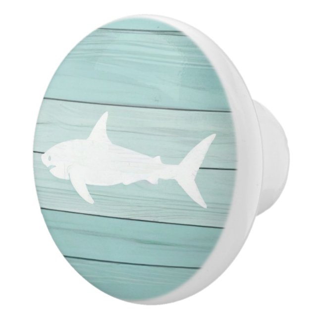 Aqua Blue Shark Imitats Holzklammer Keramikknauf (Rechts)