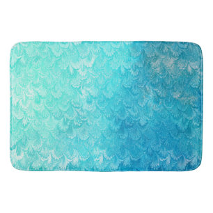 Aqua Blue Shiny Sea Muschel Meerjungfrau Fischskal Badematte