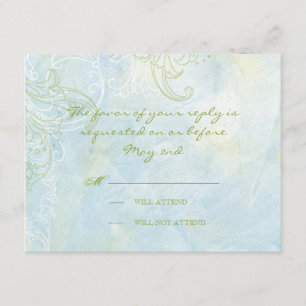 Aqua Blue Sonnenblume Blumenwirl Moderne Hochzeit RSVP Karte